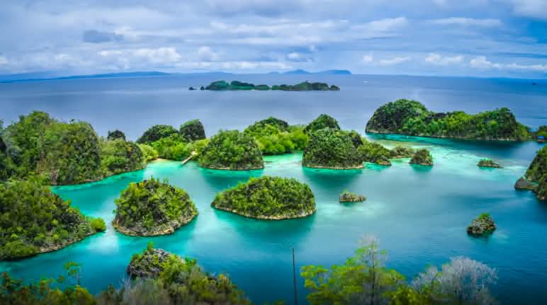 Home to the world’s most beautiful corals Group of tropical islands near Papua