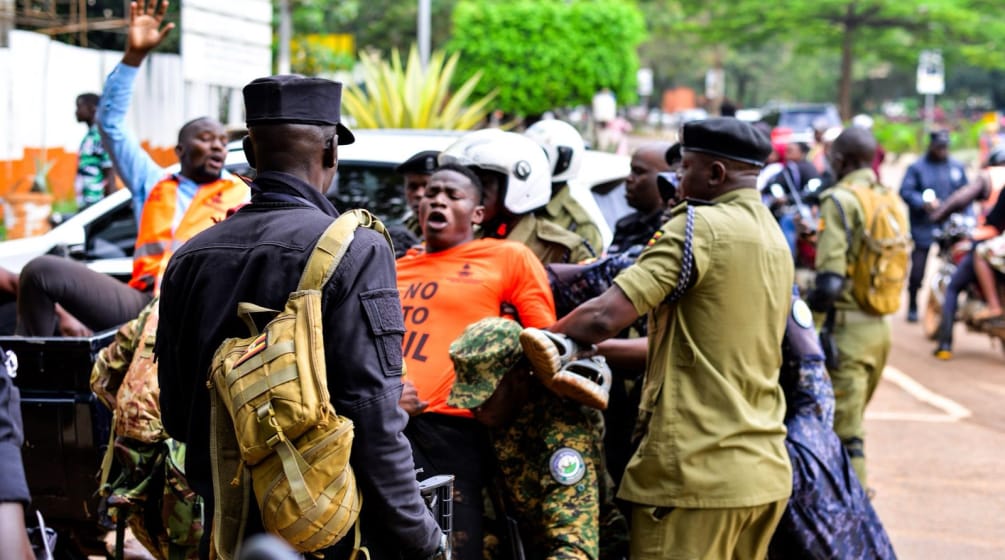 Arrest of students during protest against EACOP