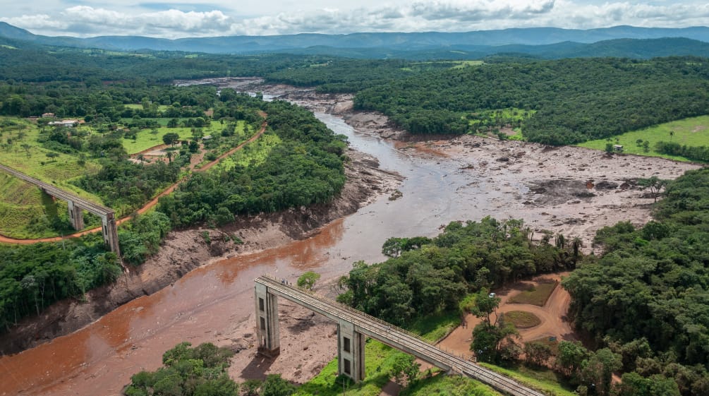 Aerial view of the Brumadinho dam collapse, February 2019