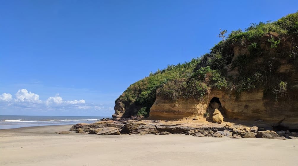 Beach and rocky coast on Cajual Island