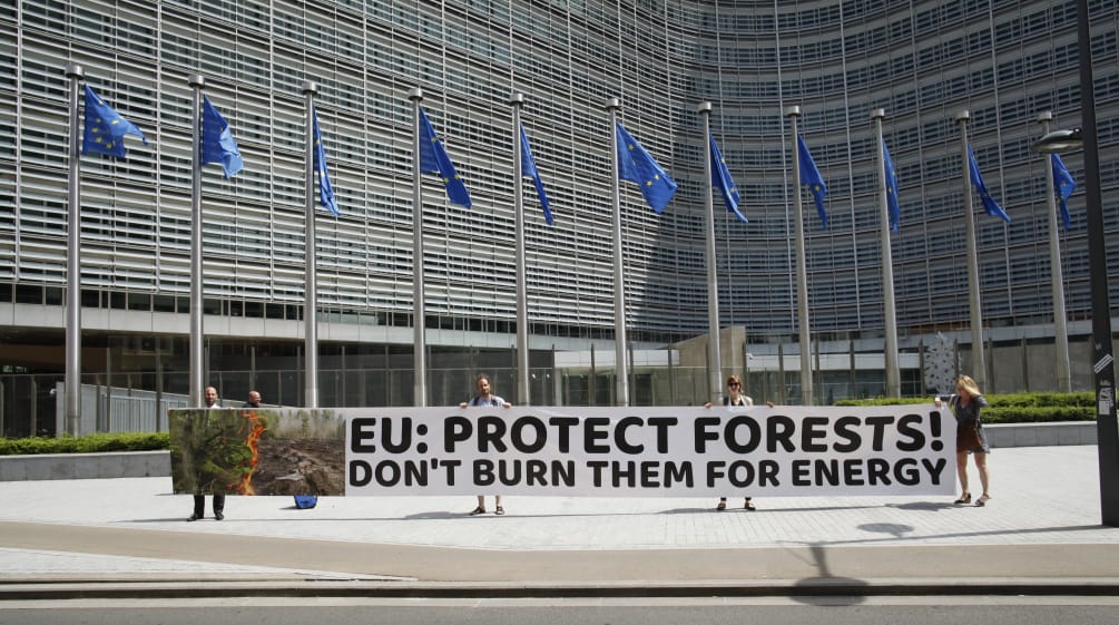 Activists outside the European Commission, Brussels