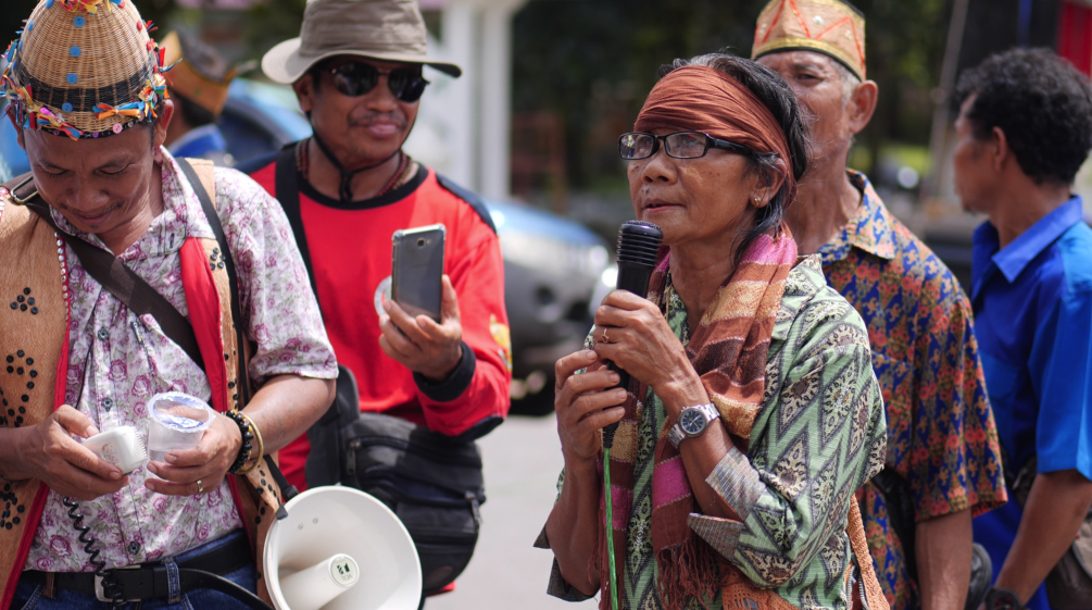 Indigenous Dayak people protesting