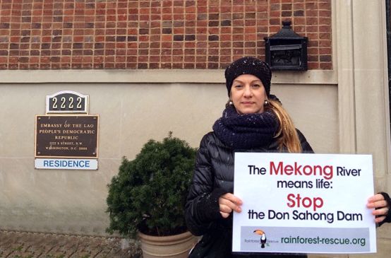Elisa Norio in front of the Embassy of Laos in Washington DC