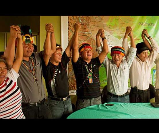Cheering indigenous people of Ecuador