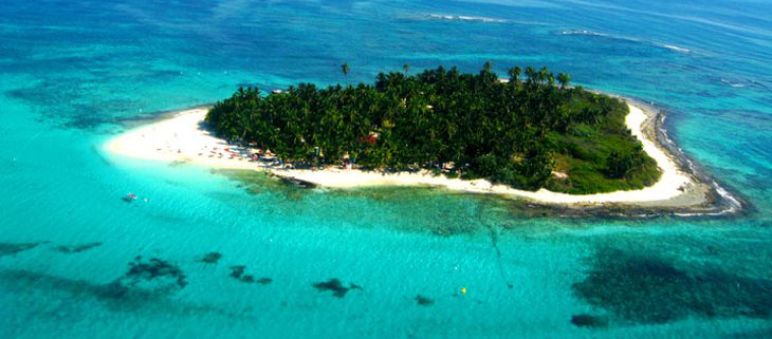 White coral reef in colombian sea Island in the colombian sea
