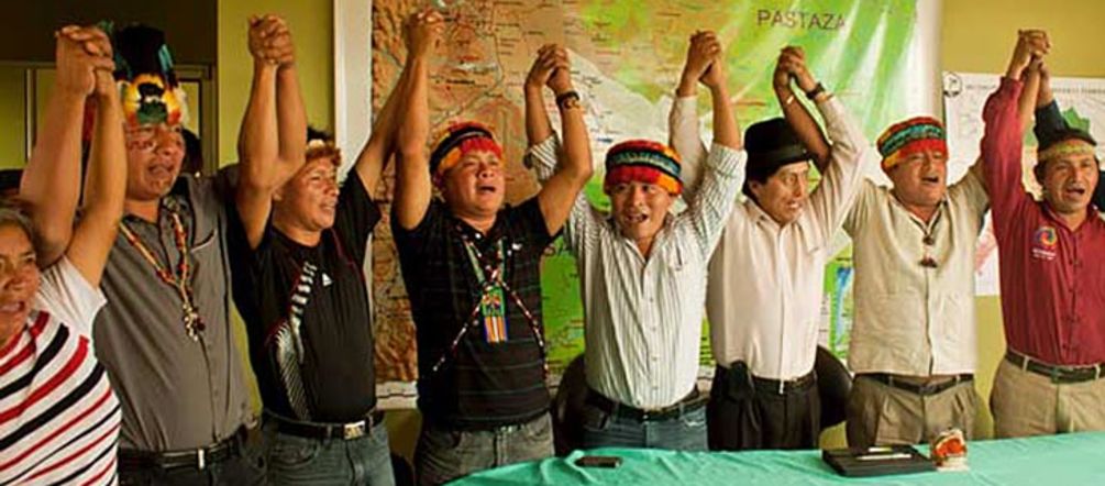 Cheering indigenous people of Ecuador