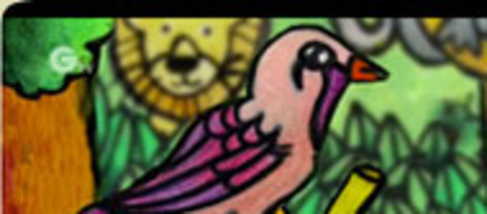 A drawing of a bird in a tree
