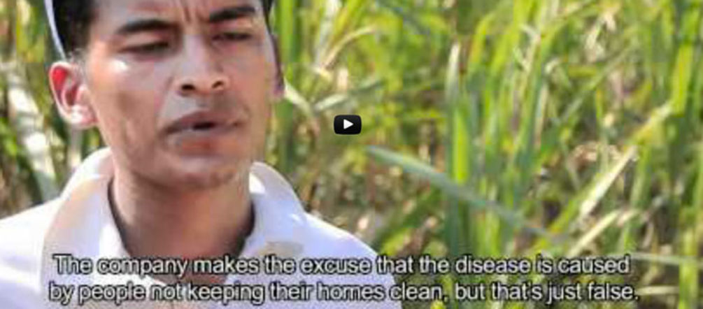 A sugar cane worker giving an Interview