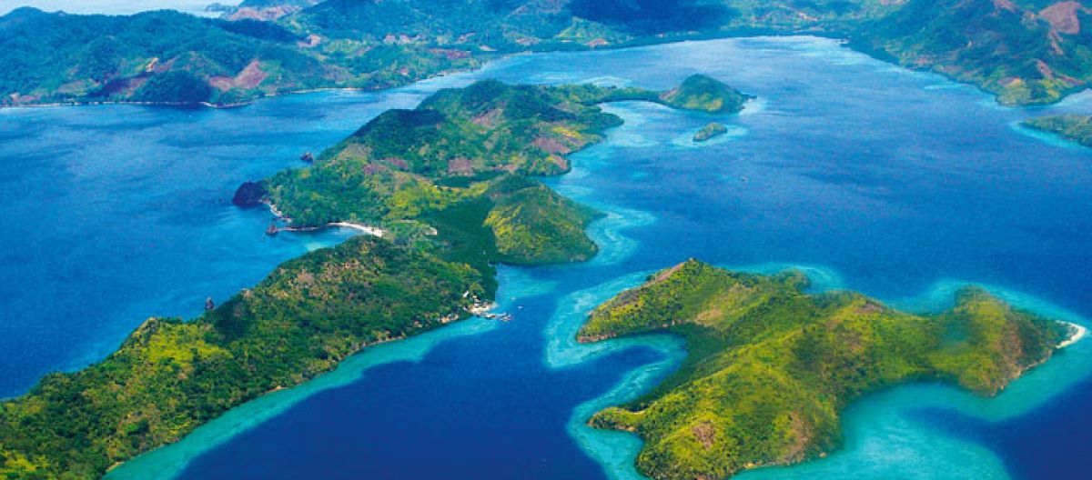 Aerial photo of islands in the Palawan region