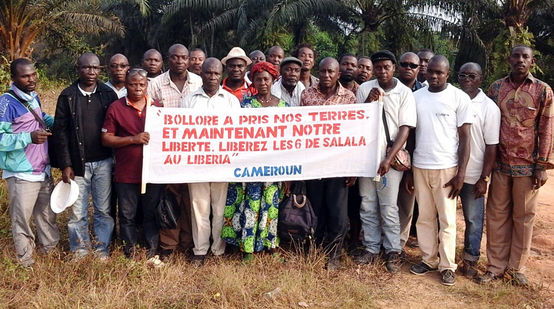 Farmers protesting at a Socfin plantation in Cameroon
