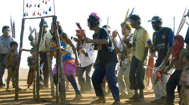 Dancing Guarani in Mato Grosso, Brasil