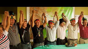 Cheering indigenous people of Ecuador