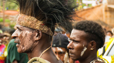 Men of the Mahuze indigenous people in Papua