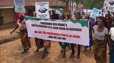Ekuri people protesting the "superhighway" project