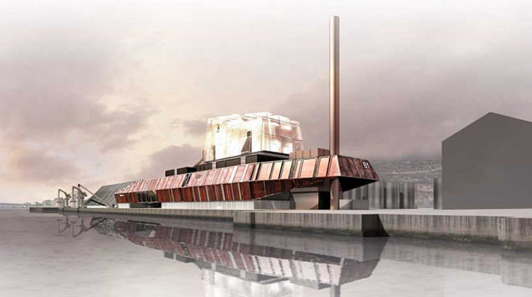 Biomass power station on the waterfront