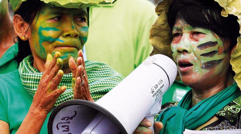 Inabitants of Prey Lang at a protest in Phnom Penh