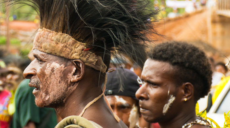 Men of the Mahuze indigenous people in Papua