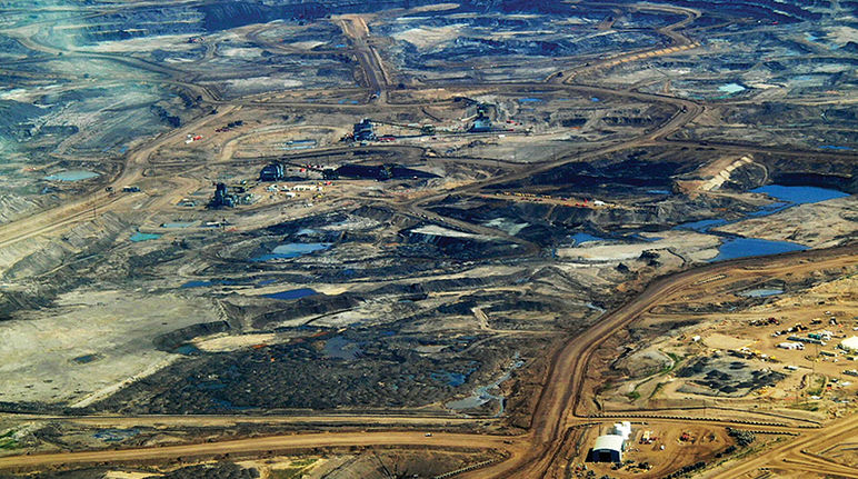 A tar sand strip mine in Alberta, Canada
