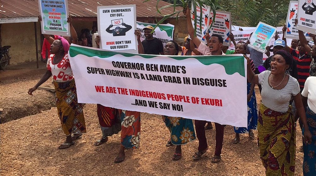 Ekuri people protesting the "superhighway" project