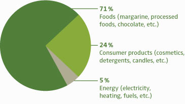 Worldwide palm oil consumption by use (2010)